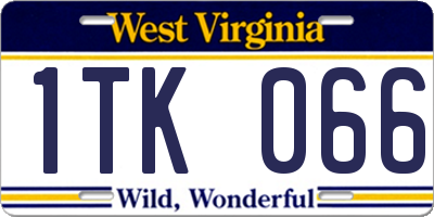 WV license plate 1TK066