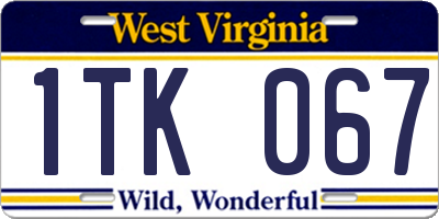 WV license plate 1TK067