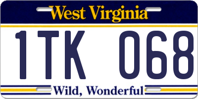 WV license plate 1TK068