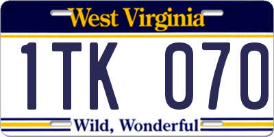 WV license plate 1TK070