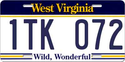 WV license plate 1TK072