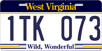 WV license plate 1TK073