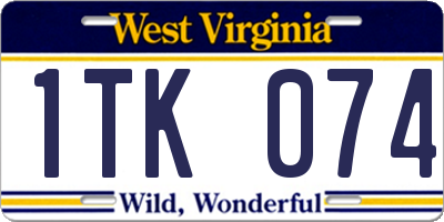 WV license plate 1TK074