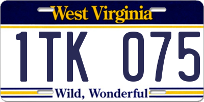 WV license plate 1TK075