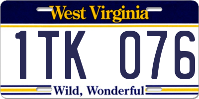 WV license plate 1TK076