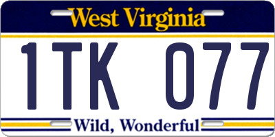 WV license plate 1TK077