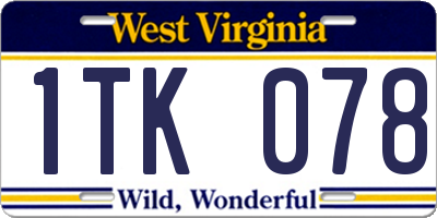 WV license plate 1TK078