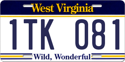 WV license plate 1TK081