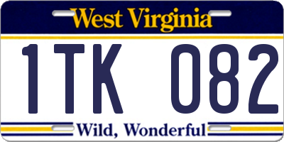 WV license plate 1TK082