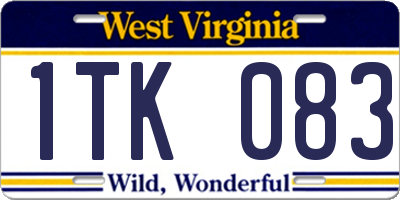 WV license plate 1TK083