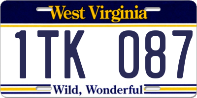 WV license plate 1TK087