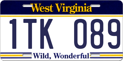 WV license plate 1TK089