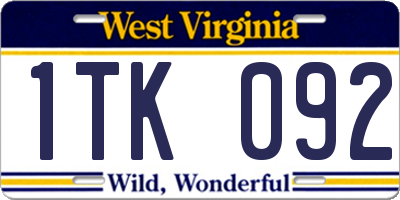 WV license plate 1TK092