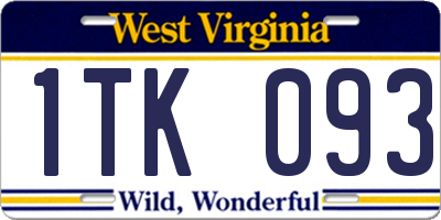 WV license plate 1TK093