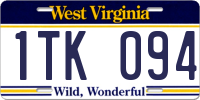 WV license plate 1TK094