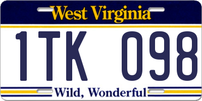 WV license plate 1TK098