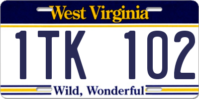 WV license plate 1TK102