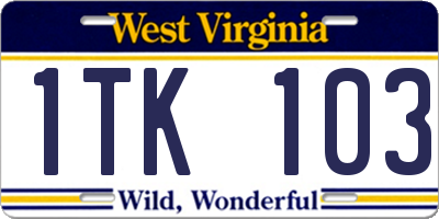 WV license plate 1TK103