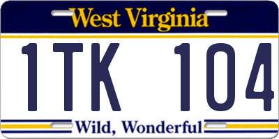 WV license plate 1TK104