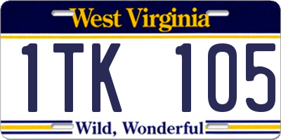 WV license plate 1TK105