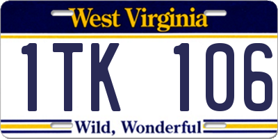 WV license plate 1TK106