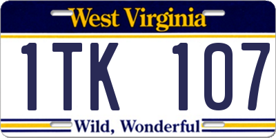 WV license plate 1TK107