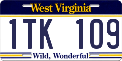 WV license plate 1TK109