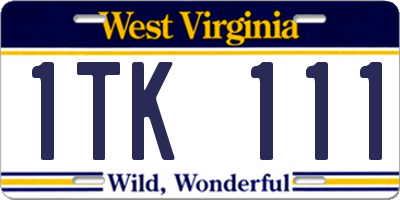 WV license plate 1TK111