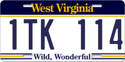 WV license plate 1TK114
