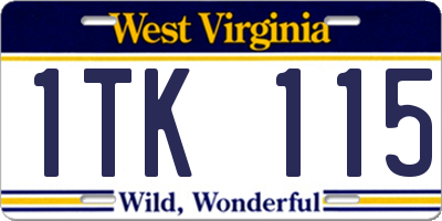 WV license plate 1TK115