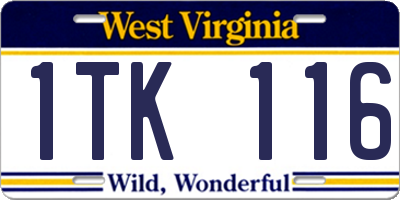 WV license plate 1TK116