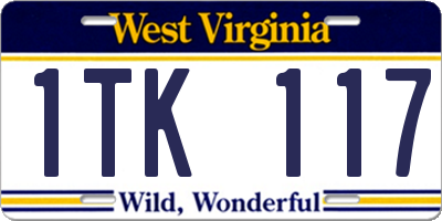 WV license plate 1TK117