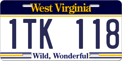 WV license plate 1TK118