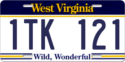 WV license plate 1TK121