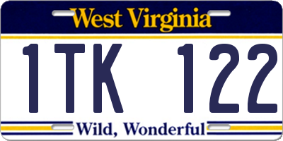 WV license plate 1TK122
