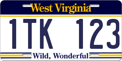 WV license plate 1TK123