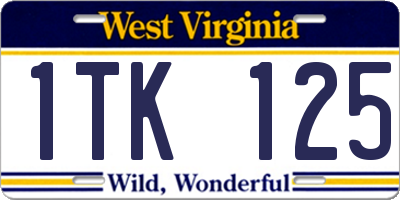 WV license plate 1TK125