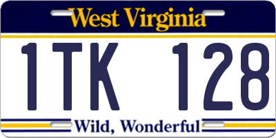 WV license plate 1TK128