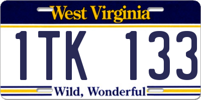 WV license plate 1TK133