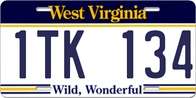 WV license plate 1TK134