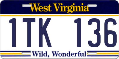 WV license plate 1TK136