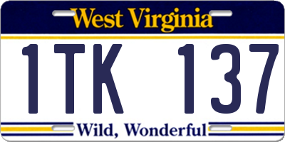 WV license plate 1TK137