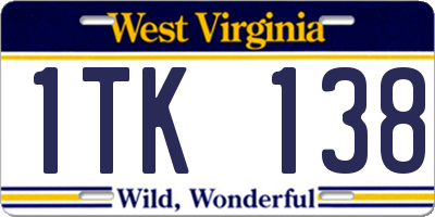 WV license plate 1TK138