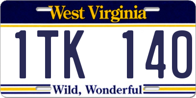 WV license plate 1TK140
