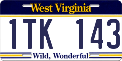 WV license plate 1TK143