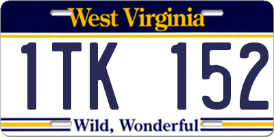 WV license plate 1TK152