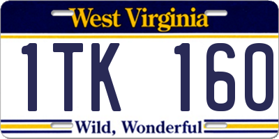 WV license plate 1TK160