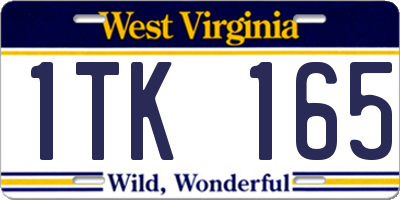 WV license plate 1TK165