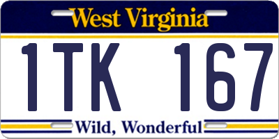 WV license plate 1TK167