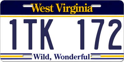 WV license plate 1TK172